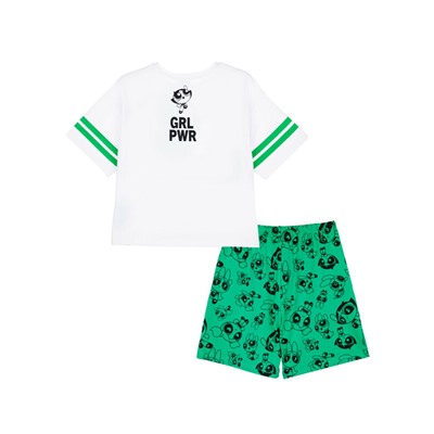 Комплект трикотажный для девочек: фуфайка (футболка), шорты