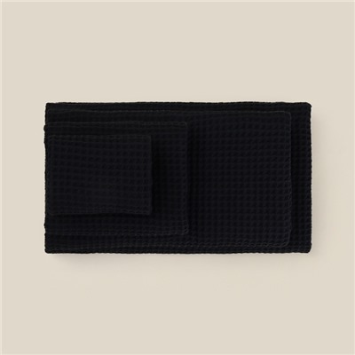 Полотенце вафельное SL HOME: Basic «Дарк Маре» 90×150 см, хлопок 100%, чёрное