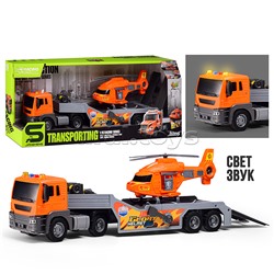 Машина "Тягачь" с вертолетом, 1:16 (свет, звук) в коробке