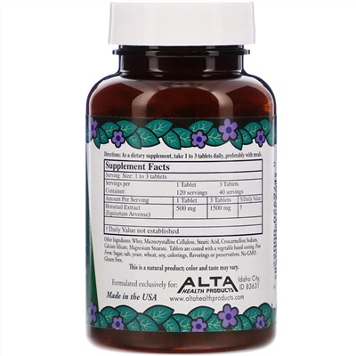 Alta Health, Растительный диоксид кремния с биофлавоноидами, 120 таблеток