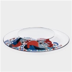 Тарелка новогодняя сервировочная «Снегири на рябине», d=19.6 см, стекло