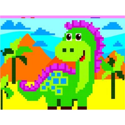 Алмазная мозаика по номерам 15х20 см "Динозаврик" Частичная выкладка) 90782 Centrum