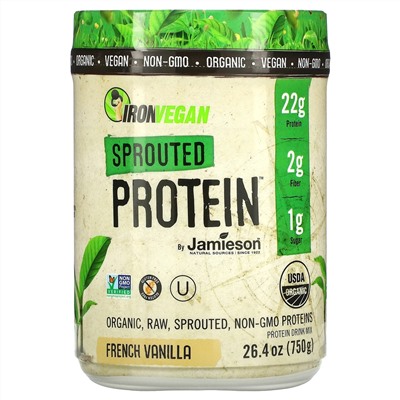 Jamieson Natural Sources, IronVegan, Sprouted Protein, French Vanilla, 26.4 oz (750 g)