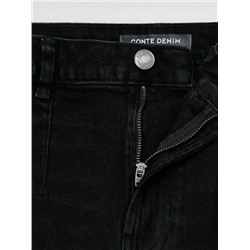 Актуальная коллекция CONTE CON-815 Чёрная джинсовая юбка-midi с вытачками и разрезом