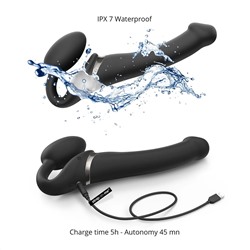 Черный безремневой вибрострапон Silicone Bendable Strap-On - size XL