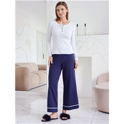 Укороченные брюки из эластичного хлопка с контрастным кантом