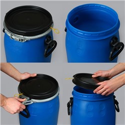 Фляга пищевая, 30 л, горловина 26 см, пластиковая, синяя, Open Top