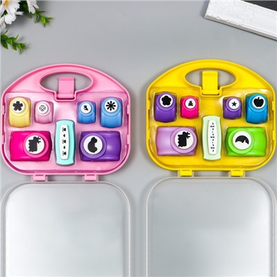 Набор фигурных дыроколов в сундучке (набор 7 шт.), 17×19×4.5 см, МИКС