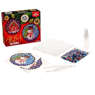 УЦЕНКА Аквамозаика «Шары с домиком и снеговичком», 2 фигурки, 809 шариков