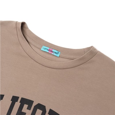 Футболка женская Little Secret, коричневая, размер оверсайз (42-46)