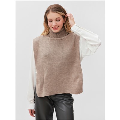 Джемпер - пончо женский MINAKU: Casual collection, бежевый, размер 48