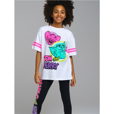 Комплект трикотажный для девочек: фуфайка (футболка), брюки (легинсы)