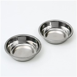 Миска двойная, 2×160 мл, 25×14×5 см, на пластиковом основании, металл, зелёная