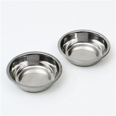 Миска металлическая двойная на пластиковом основании 2×160 мл, 25×14×5 см, зелёная