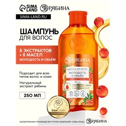 Шампунь для волос, молодость и объем, аромат рябины, 250 мл, Рябина