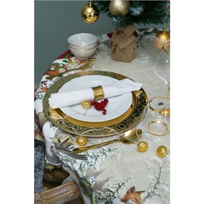 Скатерть новогодняя «Этель» Winter holidays d=150 см ±3 см с ГМВО, 100% хлопок, саржа 190 г/м²