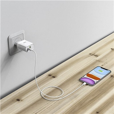 Адаптер Сетевой Hoco C80A Rapido PD QC3.0 USB/Type-C 3A/20W (white)
