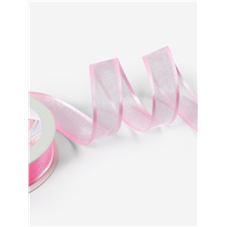 Лента декоративная, капроновая, атласная, 18 мм, 18±1 м, розовая