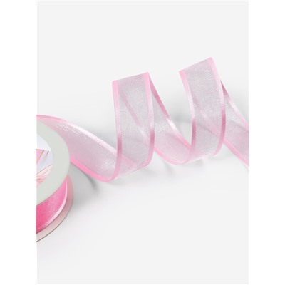Лента декоративная, капроновая, атласная, 18 мм, 18±1 м, розовая