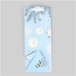 Пакет новогодний подарочный под бутылку, треугольный «Счастливого Нового года», 13×32×11 см