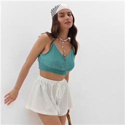 Топ укороченный женский MIST Muslin, размер L, бирюзовый