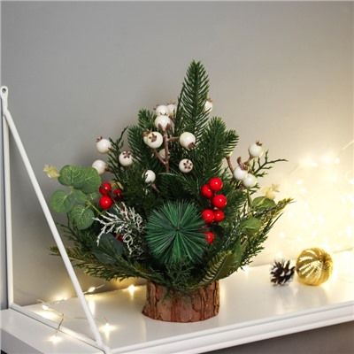 Новогодняя композиция на стол «Зимнее волшебство. Лесной фестиваль», веточки ягод, 30 см