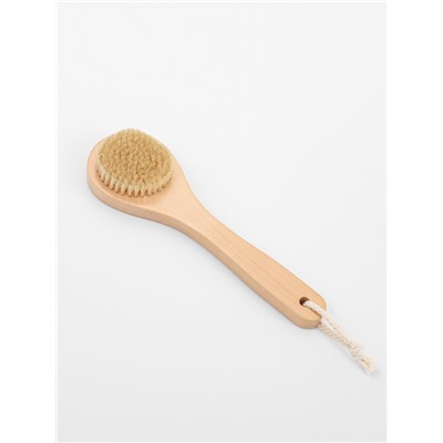 Щётка массажная для тела, из натуральной щетины, круглая, с ручкой, гладкая