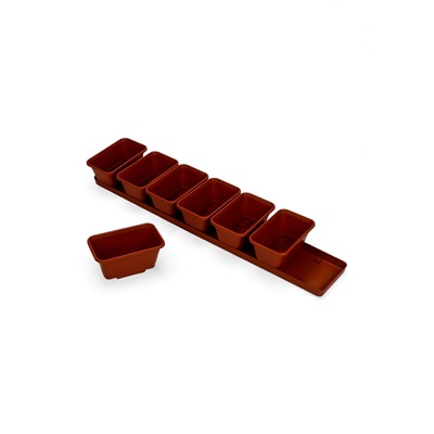 Набор горшков для цветов с поддоном Darel plastic, 750 мл, 73 см, 7 шт., терракотовый