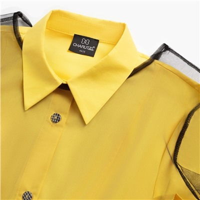 Платье-рубашка многослойное, Стильное самообладание (желтое, 2 в 1)