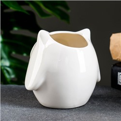 Декоративный горшок для цветов «Совенок Мун», керамический, 300 мл, 10.5×9×10 см, белый