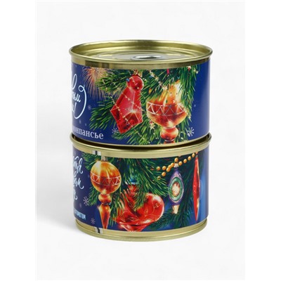 Подарочный набор новогодний в железной банке «С Новым годом»: монпансье 100 г, чай чёрный 50 г, варенье 30 г, открытка