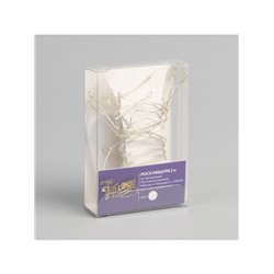 Гирлянда «Мишура» 1 м роса, IP20, серебристая нить, 20 LED, батарейки CR2032×2 (в комплекте), свечение белое