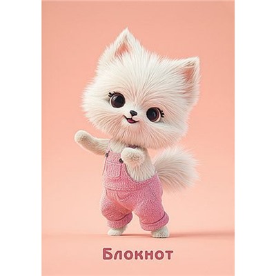 Блокнот на спирали А7 48л клетка "Белый котенок" С0059-25 Plano