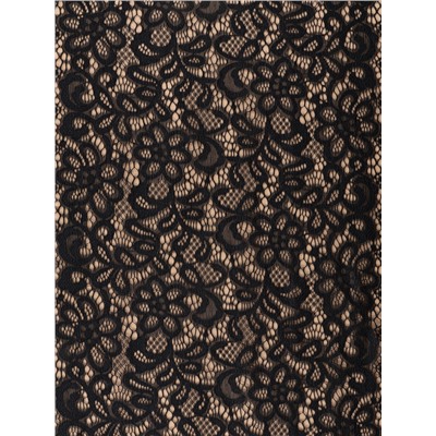 Кружевная эластичная ткань «Цветочное поле», 220 мм, 2.7±0.5 м, чёрная