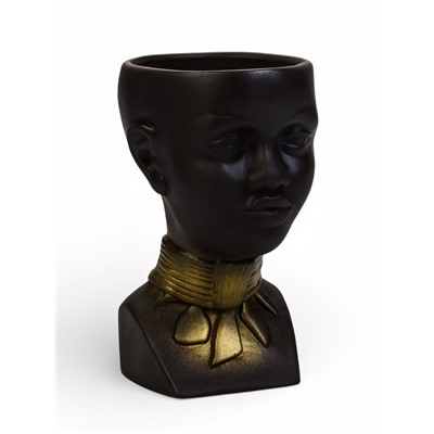 Декоративное кашпо для цветов «Негритянка», 1.3 л, 14×20×12 см, керамика, чёрное
