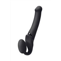 Черный безремневой вибрострапон Silicone Bendable Strap-On - size M