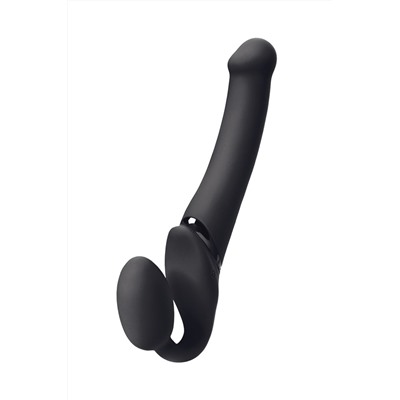 Черный безремневой вибрострапон Silicone Bendable Strap-On - size M