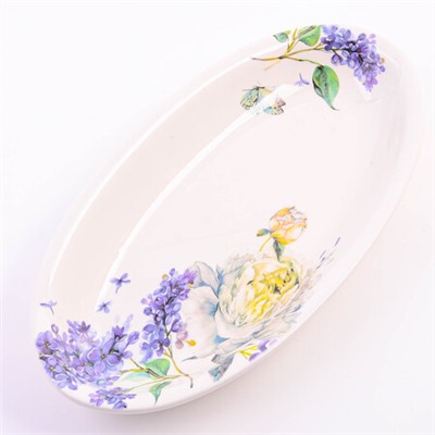 60222 Блюдо сервировочное овальное Букет фантазий доломит LR (х24)