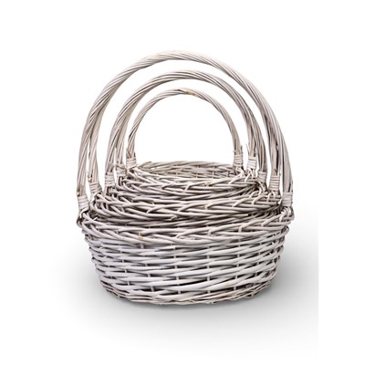 Корзина плетёная для хранения Kask, из лозы, с ручкой, белая, набор 5 шт.