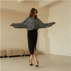 Блузка женская MINAKU: Silk pleasure. цвет чёрный, белый, размер 46