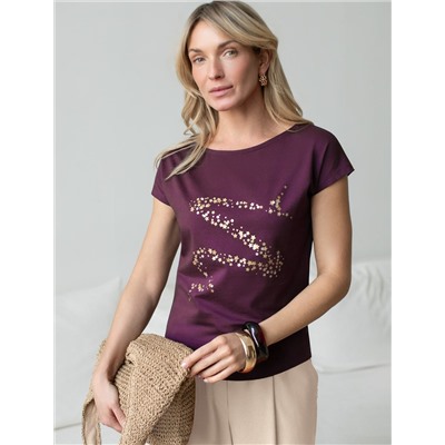 Нарядная футболка с блестящим принтом