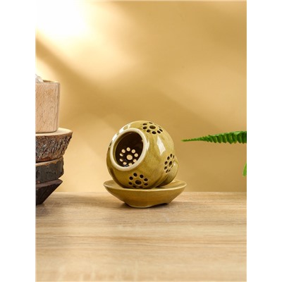 Подсвечник «Кувшин», 9×9×9 см, керамика, горчичный