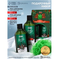Подарочный набор новогодний: гель для душа, пена для ванны и мочалка, URAL LAB