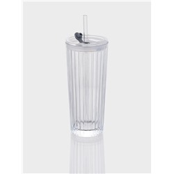 Стакан с трубочкой Magistro «Грани», 530 мл, стекло, прозрачный