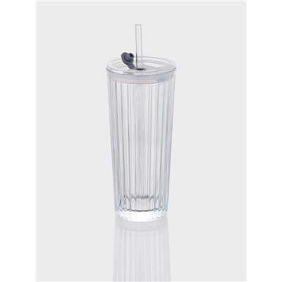 Стакан с трубочкой Magistro «Грани», 530 мл, стекло, прозрачный