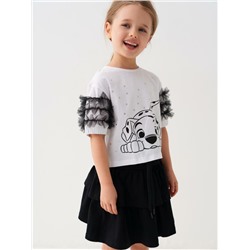 Комплект трикотажный для девочек: джемпер (футболка), юбка