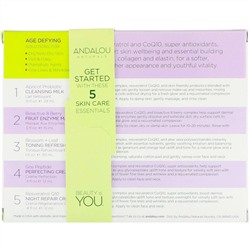 Andalou Naturals, начальный комплект, набор омолаживающих средств для ухода за кожей из 5 предметов