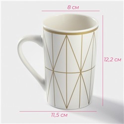 Кружка Доляна White style, 380 мл, фарфор, белая