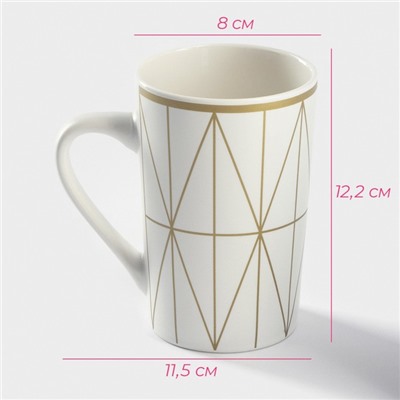 Кружка Доляна White style, 380 мл, фарфор, белая