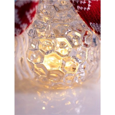 Фигура «Снеговик в красном» 28 см, 1 LED, от батареек ААА×3, свечение тёплое белое